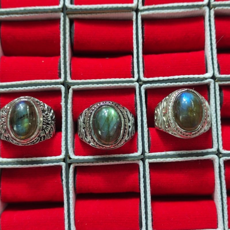 cincin batu akik lablador ring alpaka bali Grade A