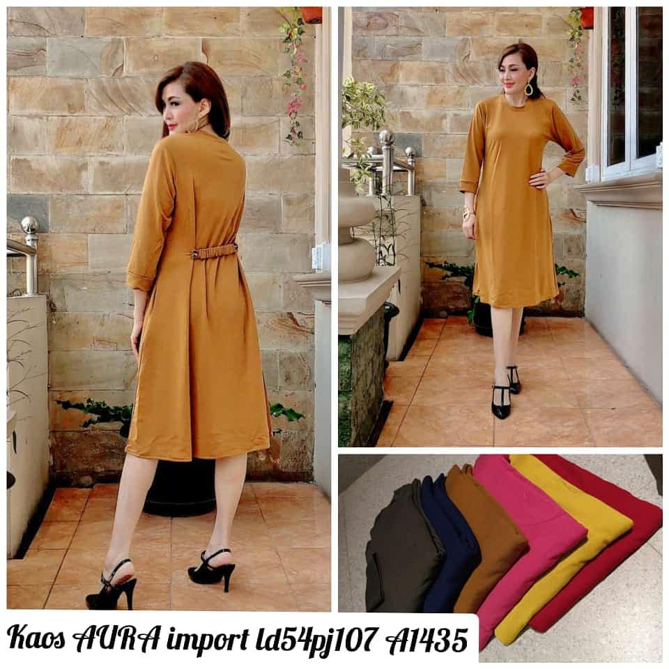 GB Baju Terusan Casual Dress Wanita - Bahan Kaos Aura