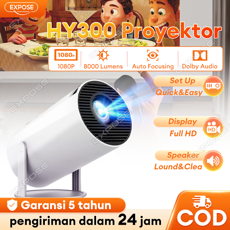 Smart Proyektor Expose HY300 4K Portable Projector Android Bluetooth Projector HD WIFI Projector