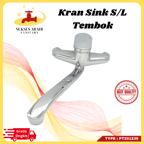 Kran Sink Tembok Dingin Kuningan Warna Chrome Premium / Kran Panas Dingin