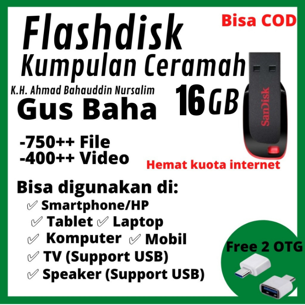 Flashdisk kumpulan ceramah gus baha full isi pengajian video Gus Baha