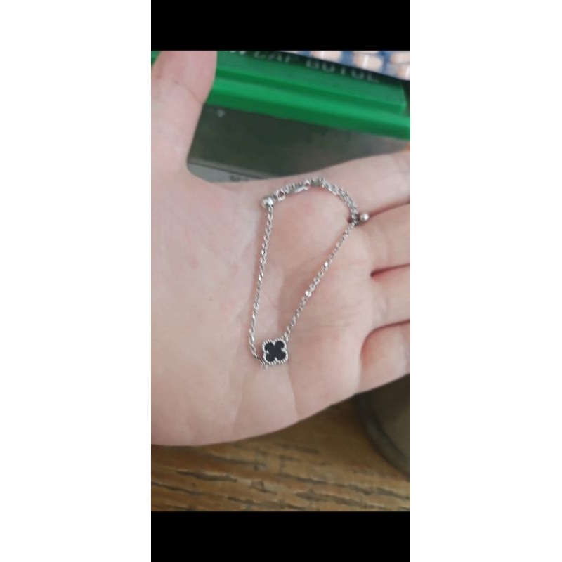 Gelang tangan rantai cantik kombinasi hitam putih emas asli 375 8k