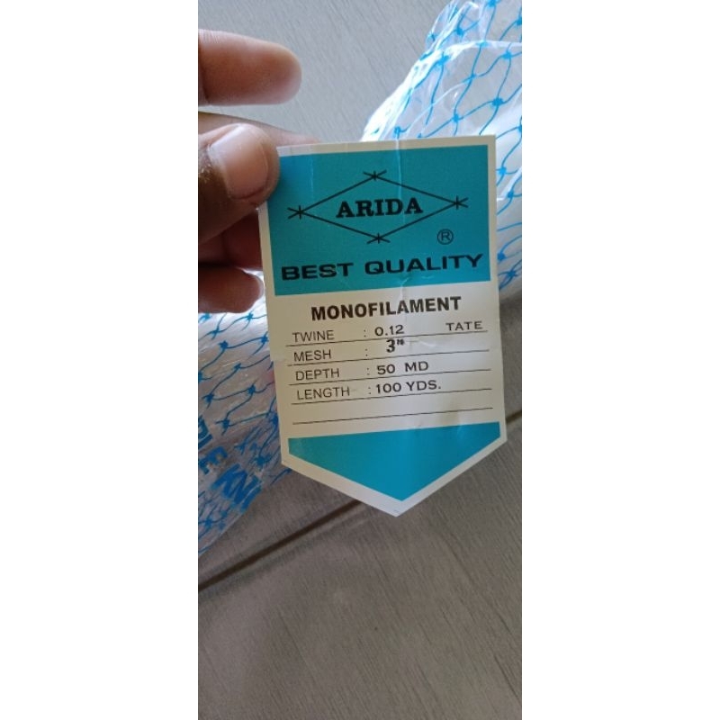 jaring ikan ARIDA 3 INCH 0.12 50MD/100YDS TATE / MATA MENYAMPING