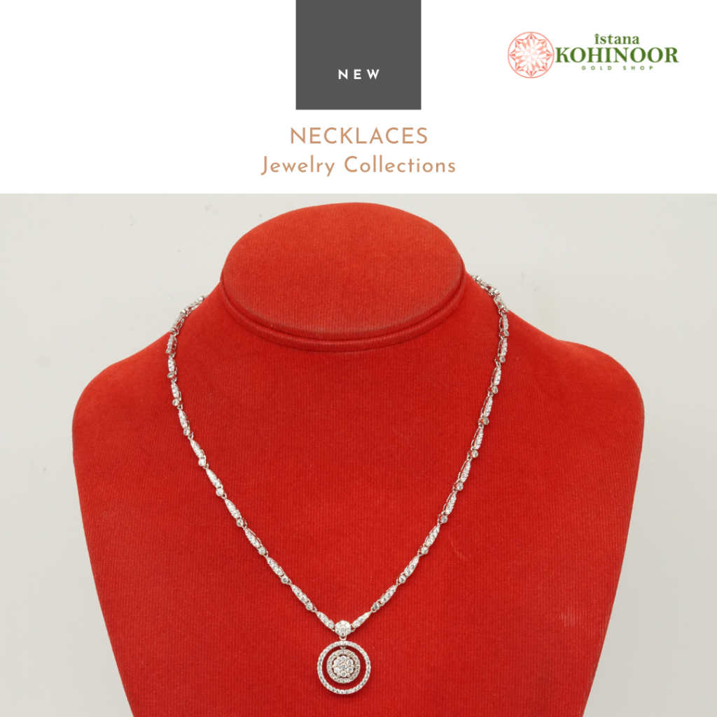 KOHINOOR KALUNG VARIASI ROUNDED PENDANTS WHITE GOLD EMAS 17K