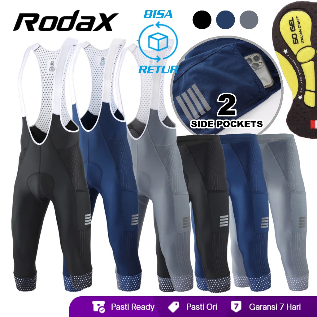 Pro 3/4 Bibs by RodaX Cargo Cycling Bibs Cycling Pants Capris Cargo Bibshorts 7/8 Celana Sepeda 3/4 