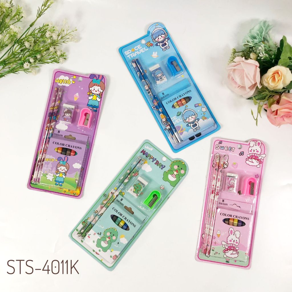 

Alat Tulis Stationary Sekolah Set Crayon / Paket Alat Tulis 5 In1 Lengkap / Alat Tulis Sekolah