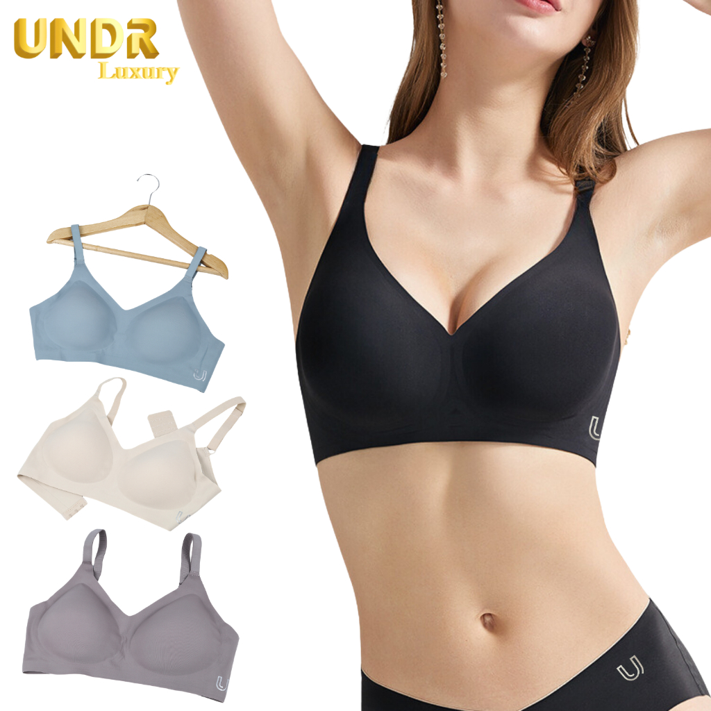 UNDR Seamless Women Bra Lux. Semi Push Up Full Cup Latex Wireless Tanpa Kawat BH Wanita Big Size M -