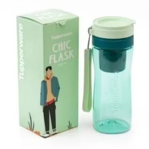 Promo Tupperware Chic Flask Green  1Pc ECER Satuan free Inner Box botol minum premium eco bottle chi