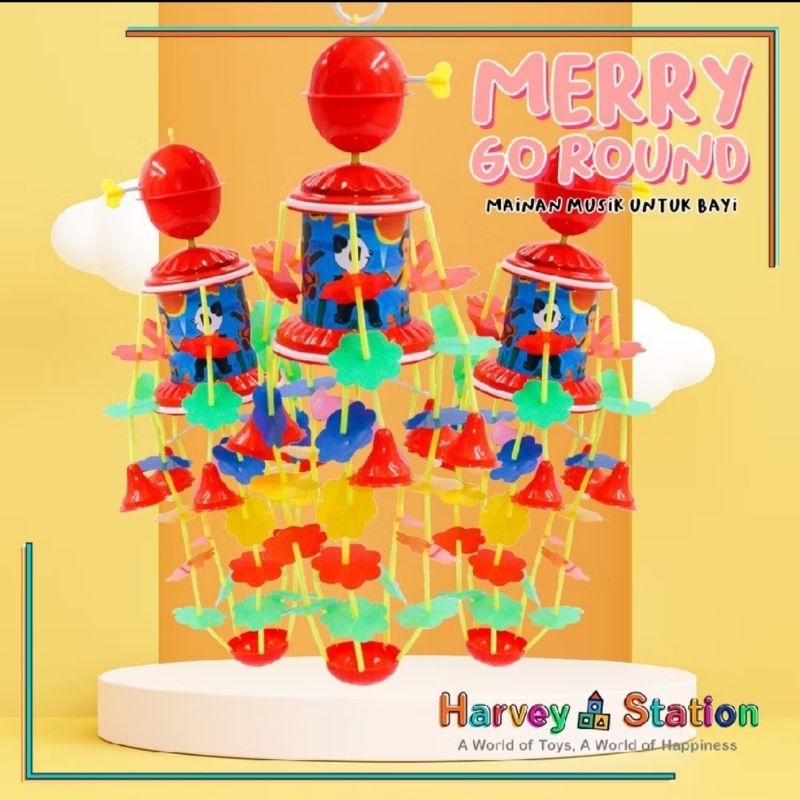 MERRY GO ROUND Mainan anak bayi mainan ramelan gantung musik putar warna warni hadiah buat bayi