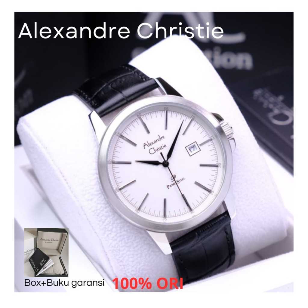 Alexandre Christie  ORIGINAL jam tangan pria kulit AC 1008 silver Alexander Cristie 100% ori terbaru
