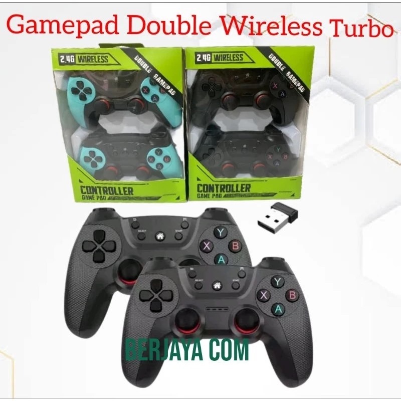 Gamepad Double Wireless Turbo - Joystick Pc Controller Gaming Komputer Wireless Turbo 2.4ghz