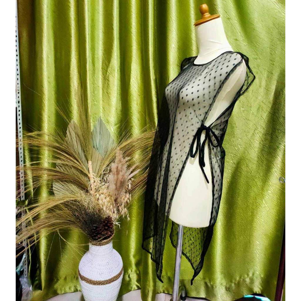 Long vest tille polka, vest tali samping,rompi kondangan