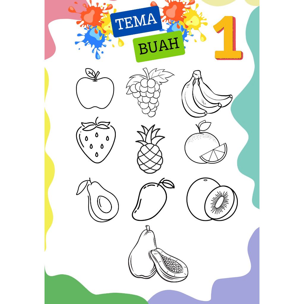 

Lembar Kertas Mewarnai Anak Seri Buah 1 (Isi 10/ukuran kertas A4)