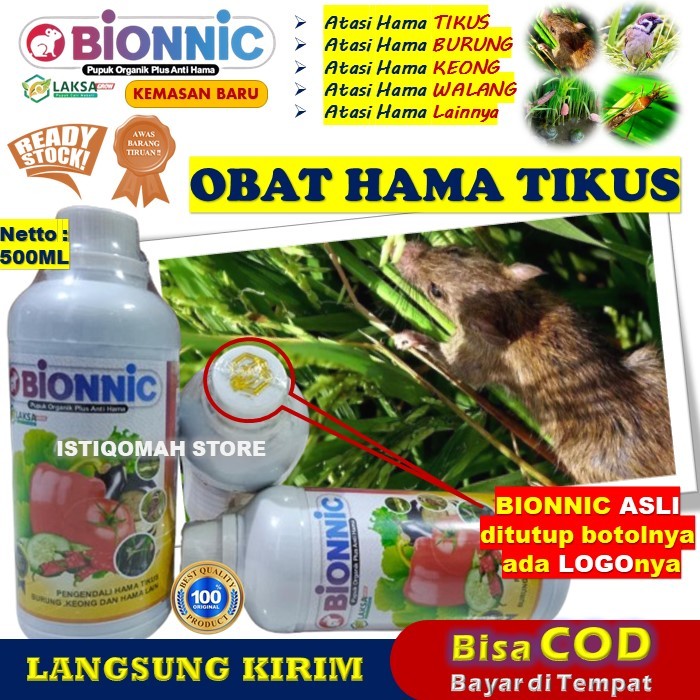 OBAT TIKUS SAWAH PALING AMPUH BIONNIC 500ML Pupuk Organik Plus Anti Hama Tikus, Obat Pengusir Hama T
