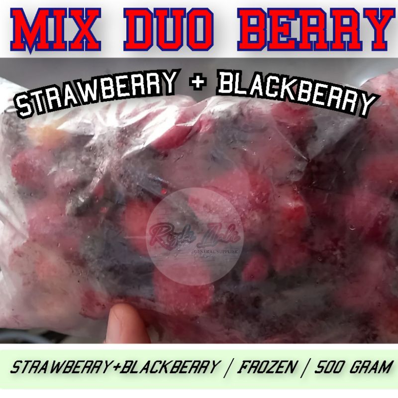 

500 Gram MIX DUO BERRY (STRAWBERRY+BLACKBERRY) FROZEN BEKU GRADE BAGUS GROSIR MURAH BANDUNG