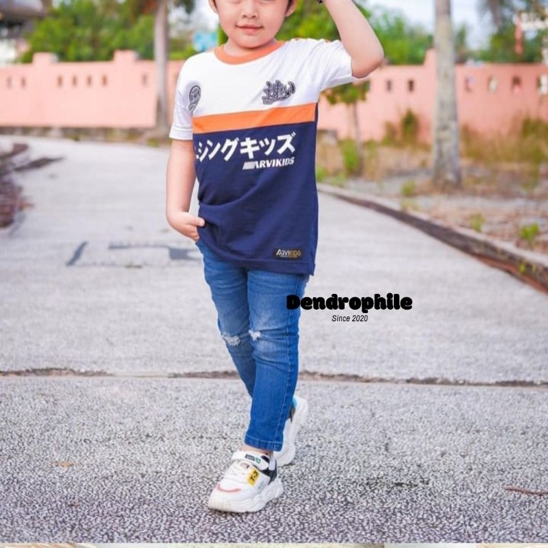 Celana Jeans anak umur 1 - 12 tahun warna blue washing / biru cakar sobek lutut| Celana denim premiu