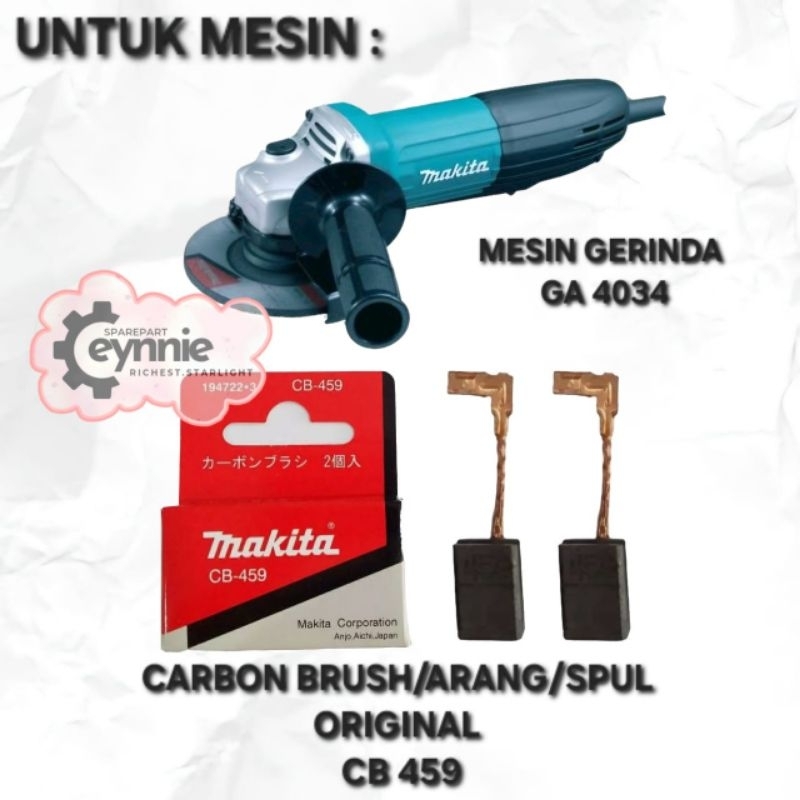 CARBON BRUSH MESIN GERINDA TANGAN 4 INCH PADDLE SWITCH GA 4034 MAKITA CB 459 ORIGINAL ARANG SPUL GER