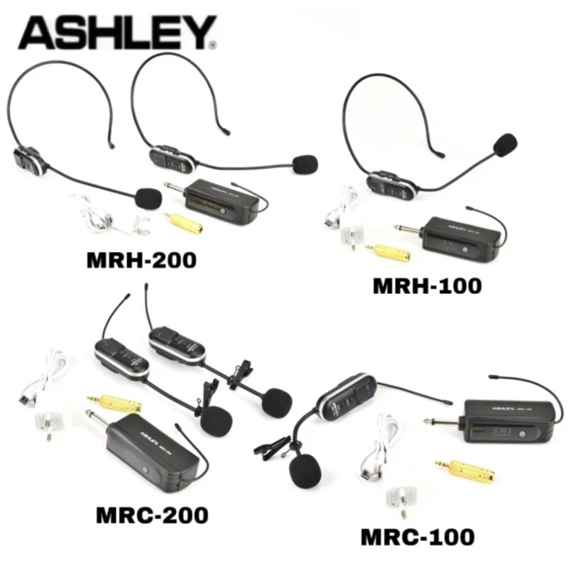 mifasava - ashley mrh200 mrc200 mrh100 clip on wireless headset mic karaoke original
