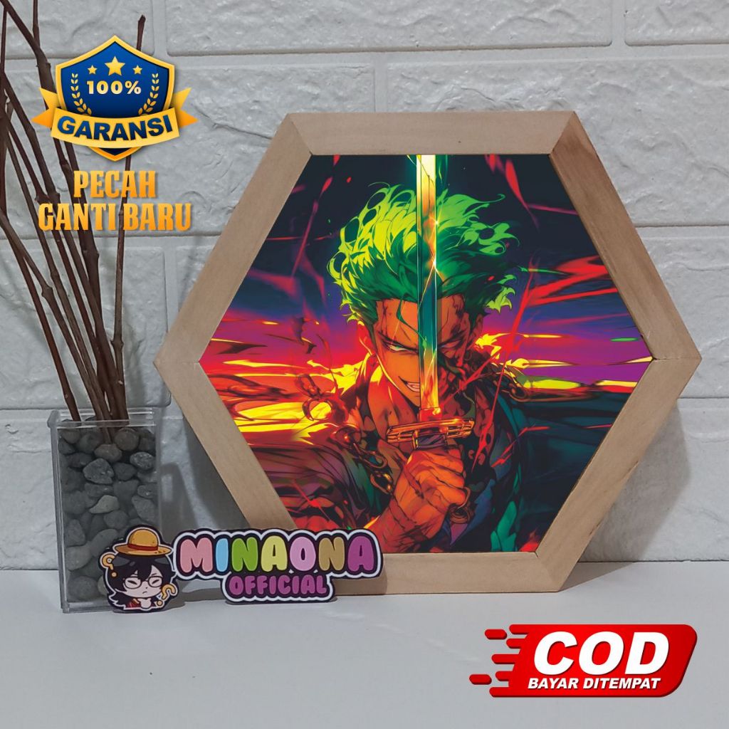 LAMPU HIAS BOX 3D Edisi ANIME - Aesthetic Minimalis dengan Bingkai Kayu Motif Natural dan Kaca Akril