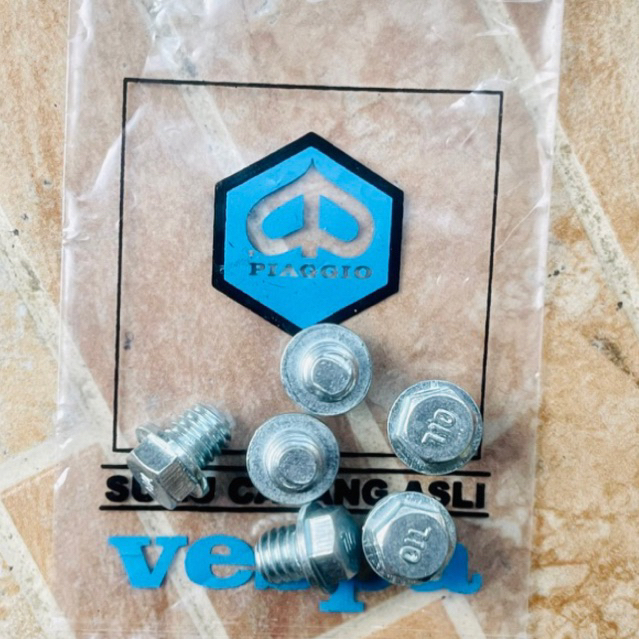 baut baud tap oli mesin drat 12 drat 13 baut tap oli oversize vespa px ps px e excel