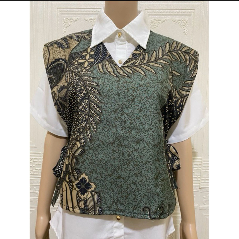 RB Vest Batik Pria & Wanita All Size, Leher V & O, Rompi Batik, Atasan Batik, Rompi Cewek Cowok