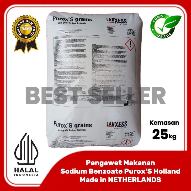 

SODIUM BENZOATE PUROX'S HOLLAND/ bahan tambahan pangan / pengawet makanan dan minuman