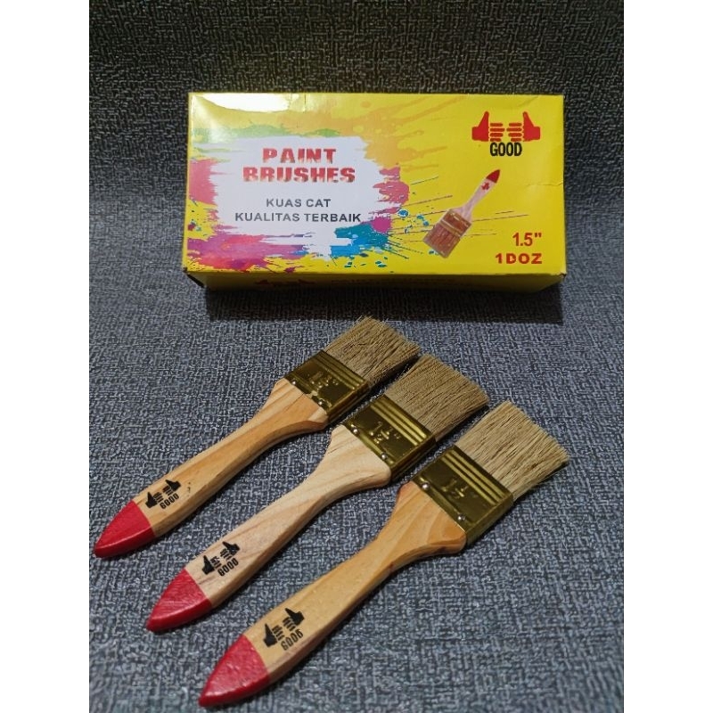 

[12] KUAS CAT TEMBOK 1 1/2 INCH GOOD GAGANG KAYU / 12 BUAH