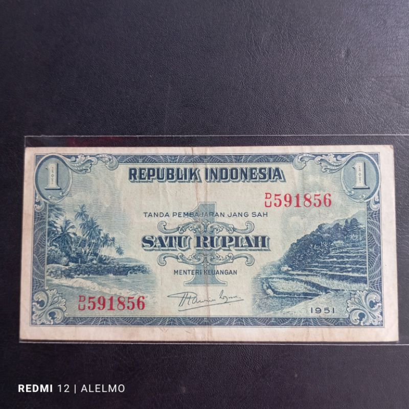 uang kertas kuno 1 rupiah seri pemandangan alam bekas asli