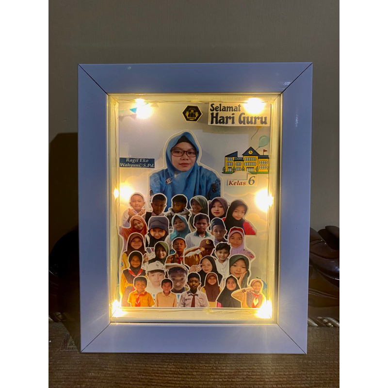 Guru I Kado Guru I Scrapbook guru I 3D bingkai 15 x 20I Perpisahan kelas I Kenaikan kelas I Kustom b