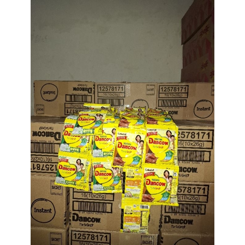 

Susu Nestlé Dancow Fortigro - Instans 26g/Coklat 38g - 1 Dus isi 16rec