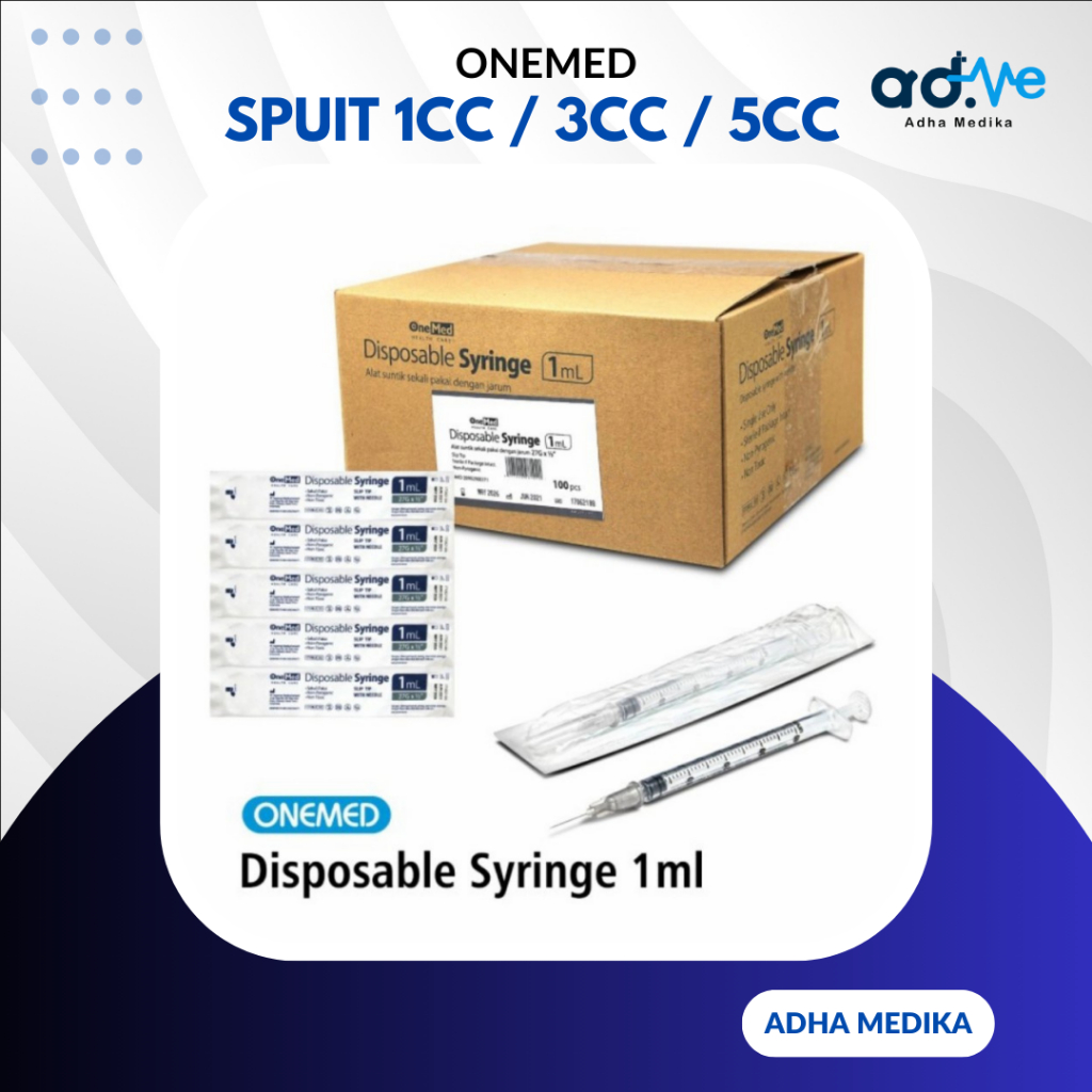Onemed Disposable Spuit Syringe | 1cc, 3cc, 5cc | Spuit Ecer