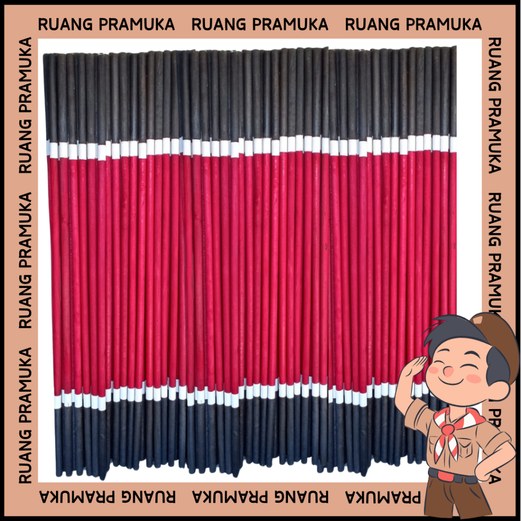 

Tongkat Pramuka Custom Warna Premium Merah Putih Hitam