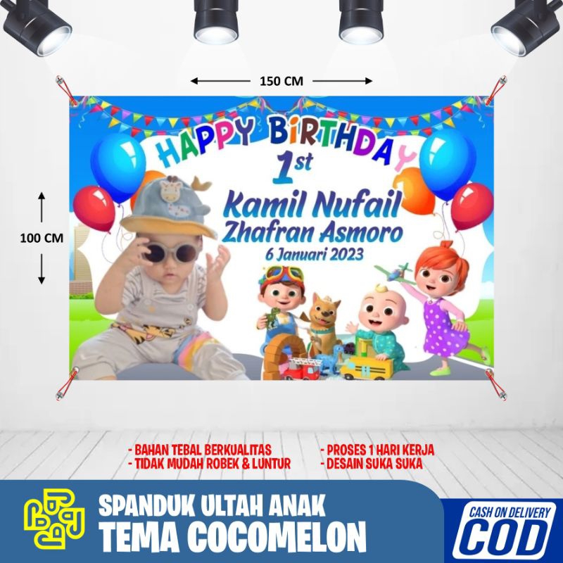 spanduk ulang tahun anak cocomelon koko melon murah/Perlengkapan pesta ultah anak/dekorasi ultah ana