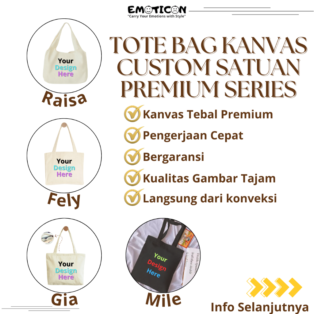 Totebag Kanvas Premium Sablon / Tote bag Kanvas custom satuan Kanvas Tebal