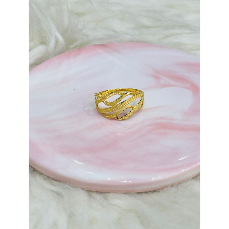 cincin kerawang ulir uk 15 cantik emas asli kadar 875