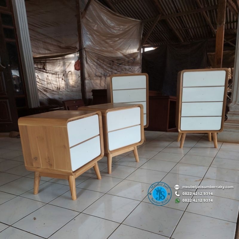 meja nakas minimalis, meja nakas jati, nakas laci, nakas kayu jati