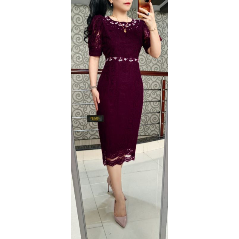 Pearl Dress renda lapis adem dress brokat lengan balon update