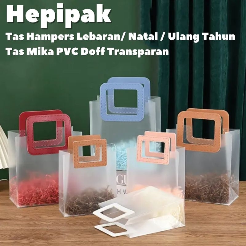 

(Min 3Pcs) Tas Mika PVC Doff Transparan Leather Handle Ukuran 21x11x24 GAGANG KOTAK