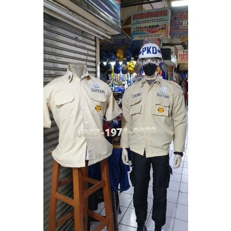 Pro Hemat Setelan Pdl Pdh Satpam Pdl Krem Hitam Safari Driver Baju Cream hitam Pdl Hitam Krem Satpam