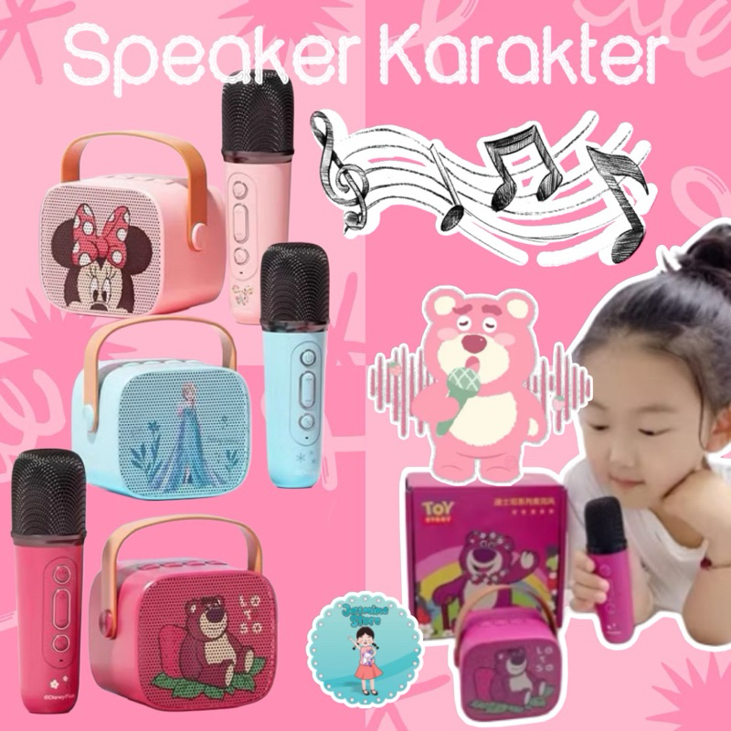 Bluetooth Wireless Speaker Mini Karaoke Machine with Microphone Mikrofon & Kit Suara/Speaker Lotso/S