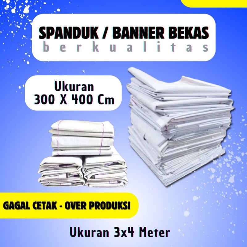 Spanduk / Banner Bekas Gagal Tayang Over Produksi ukuran 300cm X 400cm / 3X4 meter Termurah