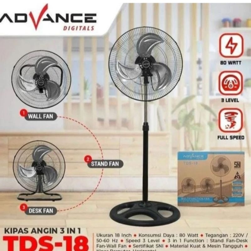 Kipas angin berdiri advance 3 in 1 18 inch / kipas angin besi