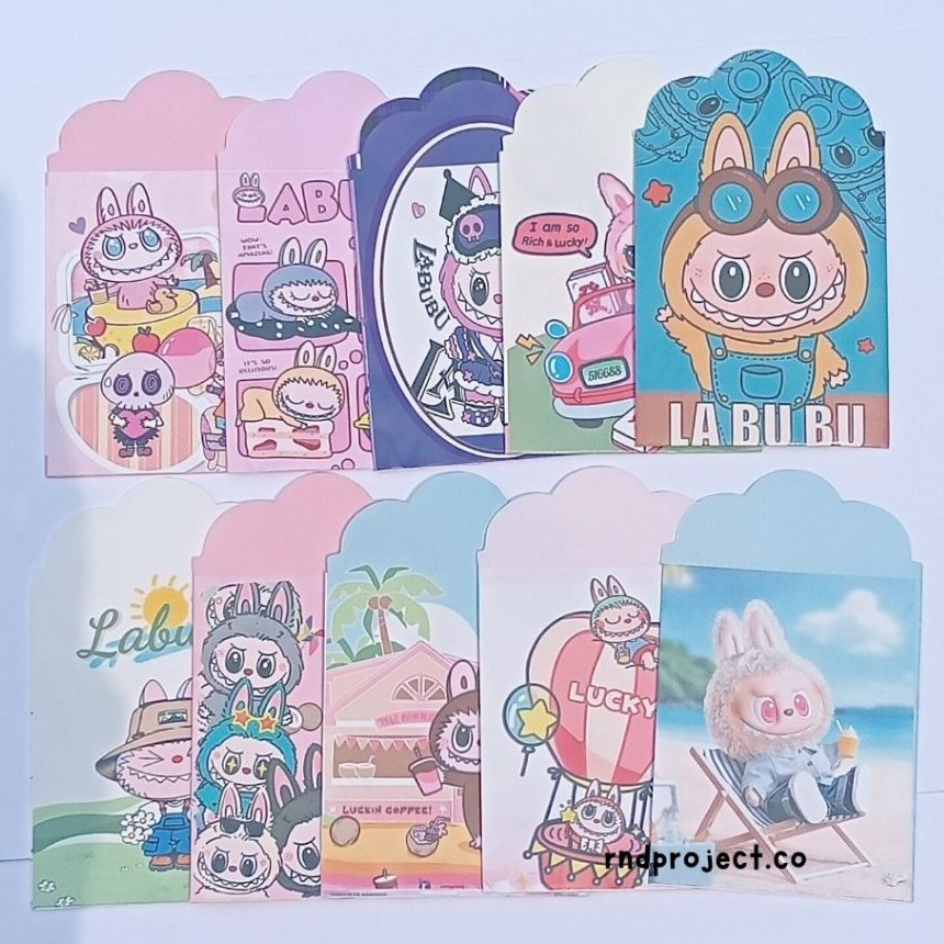 

10 pcs Amplop Lebaran 2025 Labubu Siap Pakai Desain Koleksi Terbaru Angpau Tema Medium Art Paper Glossy Size 7x11 cm