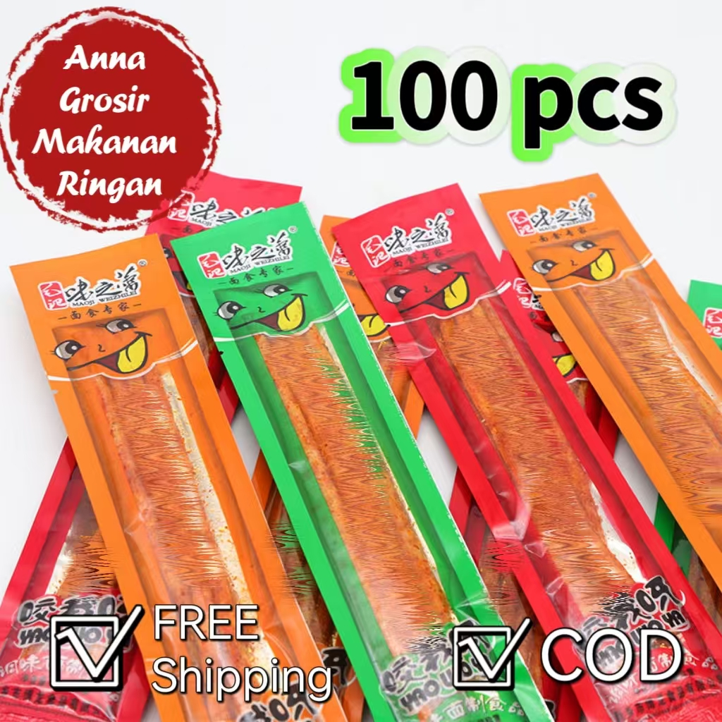 

WHI ZHI LEI Tendon Stick Cemilan Khas China HALAL Makanan Ringan impor Camilan Viral Stick Spicy Stik Pedas Enak Pulled Strips Camilan Terjangkau Camilan Kampus Camilan Lebaran Kiloan Grosir