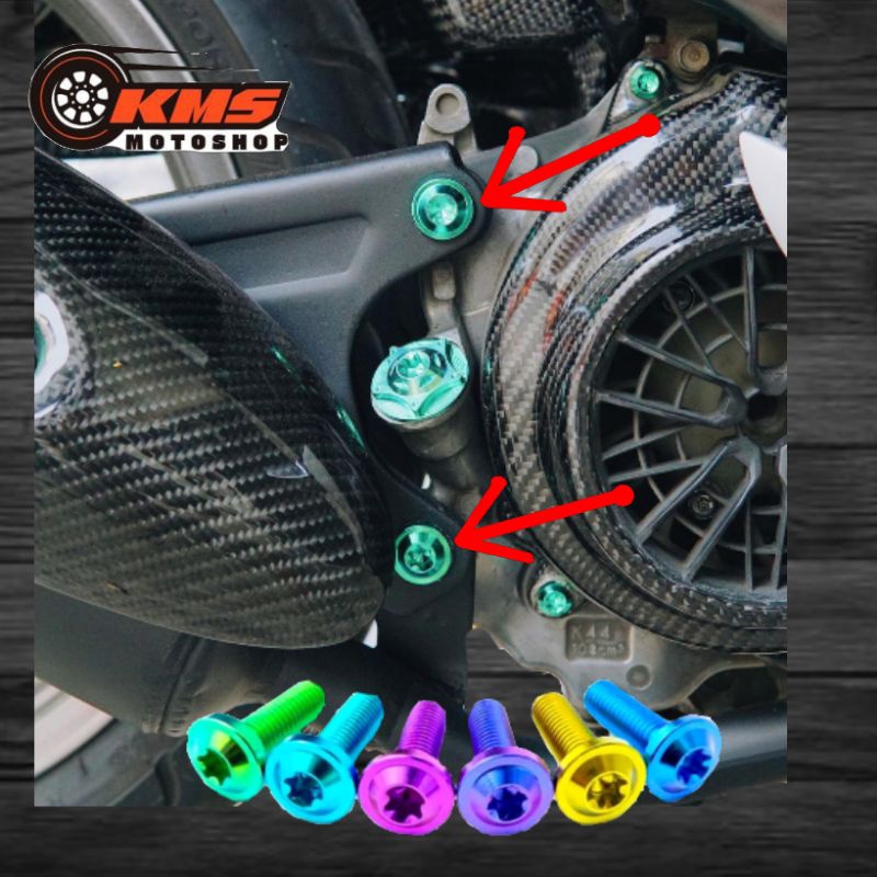 baut titanium knalpot ke arm beat Scoopy genio