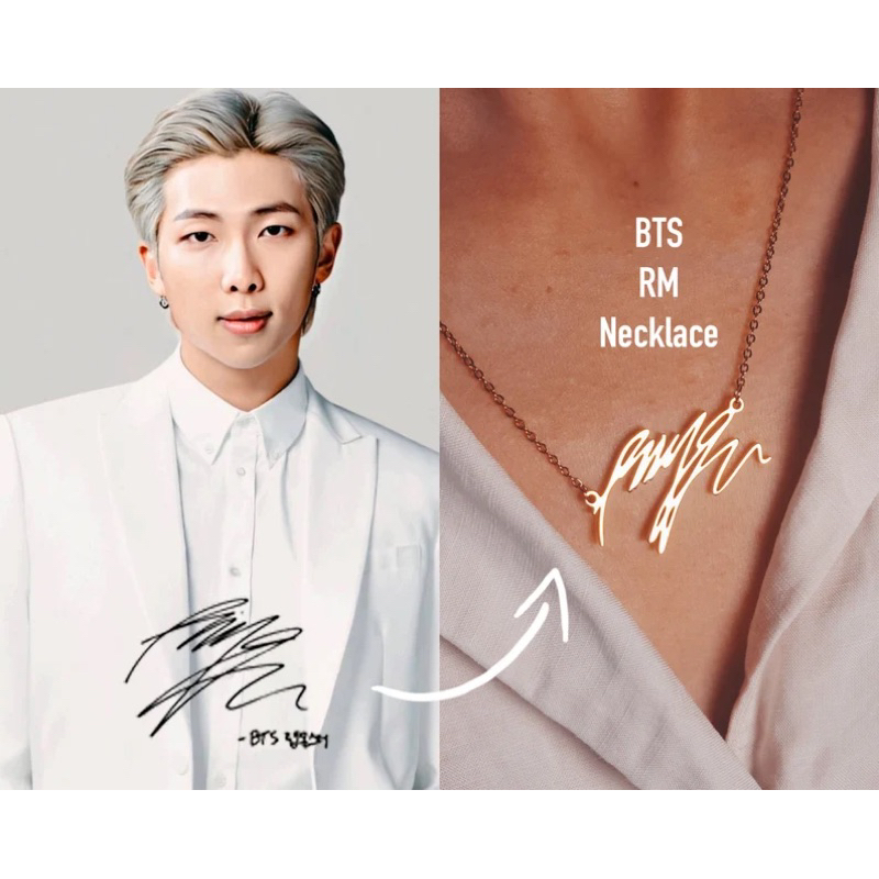 Kalung BTS RM Rap Monster Signature Necklace - BTS Kim Namjoon Necklace Titanium - bts Merch - bts J