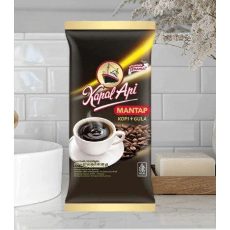 

Kapal Api Mantap - Kopi Hitam + Gula - Aroma Kopi Harum - Rasa Terbaik - Kemasan 1 Renteng