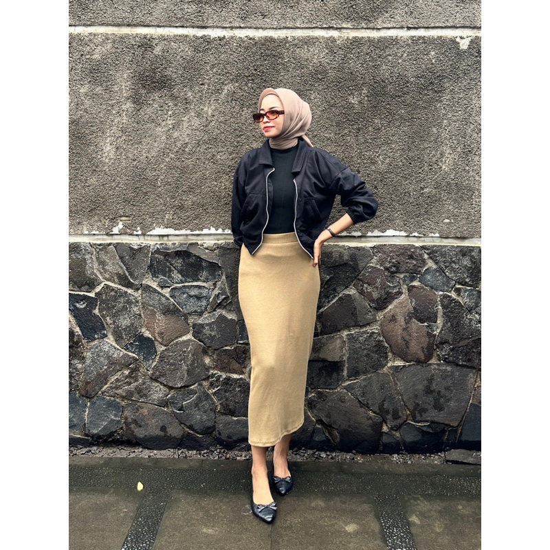 BY HIFAFLO Rok Span Katun Knit Premium Tebal Polos Trendy