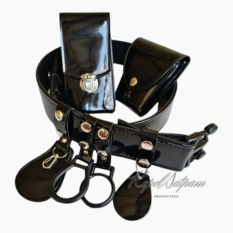 Kopel satpam pdl pdh hitam kilap polos lengkap gesper klik