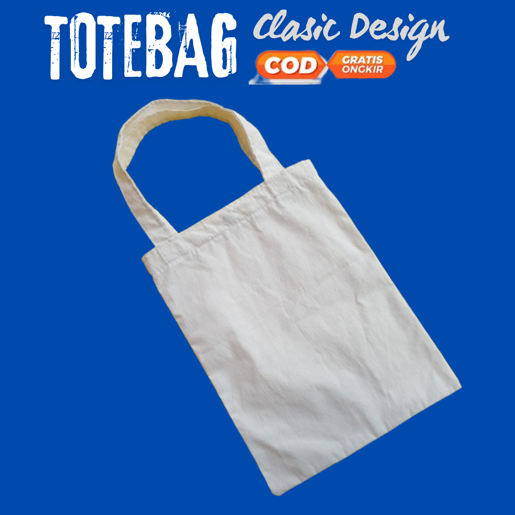 GROSIR Tas Totebag 30 x 40 Unisex Pria Wanita Putih Polos Model Clasic